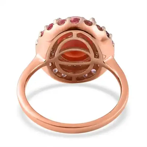 Host Pick NWOT Oregon Sunrise Peach Opal and Pink Tourmaline Double Halo Ring - Picture 6 of 7